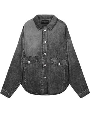 AllSaints Oversized Illusion Print Hettie Overshirt - Grey