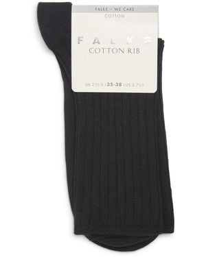 FALKE Stretch-Cotton Ribbed Socks - Black