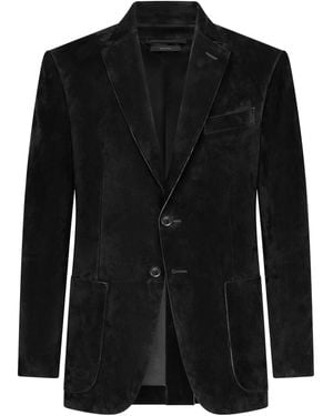 Tom Ford Suede Single-Breasted Blazer - Black