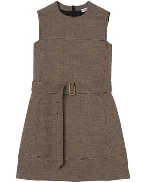 Burberry Wool-Linen-Blend Mini Dress - Brown