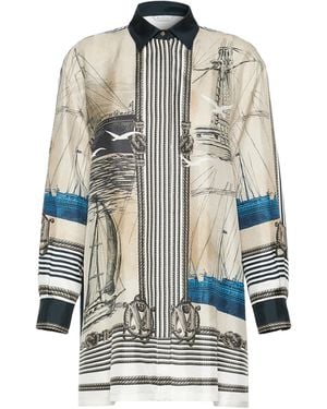 Max Mara Silk Nautical Print Shirt - Grey
