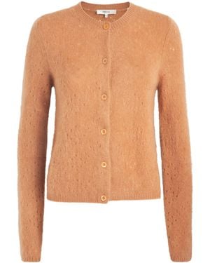 FRAME Wool-Cashmere Airy Teddy Cardigan - Brown