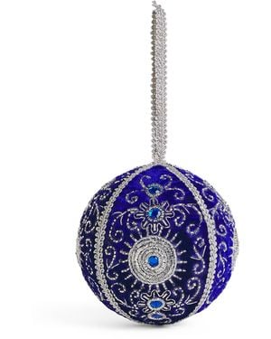 Harrods Velvet Beaded Bauble - Blue