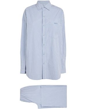 Skims Stretch-Cotton Stripe Pyjama Set - Blue