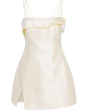 Rachel Gilbert Wool-Silk Satin Bronte Mini Dress - White