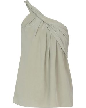 Balmain Silk Crepe One-Shoulder Top - Green