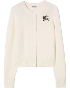 Burberry Wool-Cashmere Ekd Cardigan - White