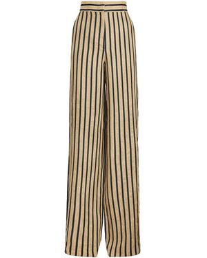 Max Mara Honor' Linen Blend Trousers in Brown | Lyst