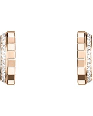 Chopard And Diamond Ice Cube Hoop Earrings - Natural