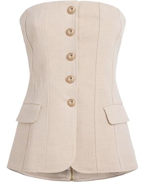 Maje Tailored Bustier Top - Natural