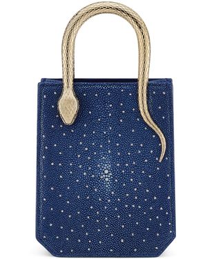 BVLGARI Mini Galuchat Leather Serpentine Tote Bag - Blue