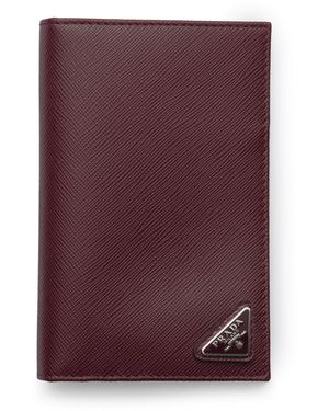 Prada Saffiano Leather Logo Passport Holder - Purple