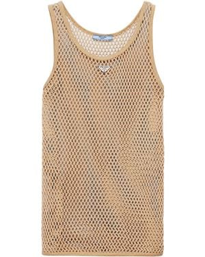 Prada Cotton Mesh Tank Top - Natural
