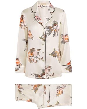 Olivia Von Halle Silk Lila Cora Pyjama Set - White