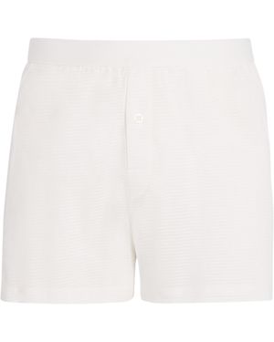 Sunspel Cotton Mesh Cellular Boxer Shorts - White