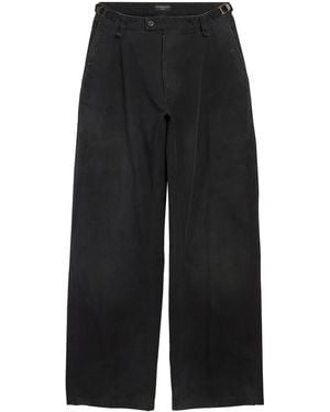 Balenciaga Cotton Wide-Leg Pants - Black