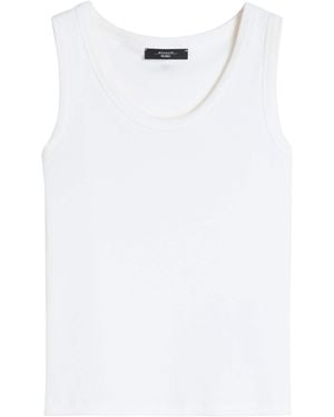 Weekend by Maxmara Stretch-Cotton Ribbed Tank Top - White