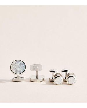 Tateossian Mother-Of-Pearl Asanoha Cufflinks And Studs Set - Natural
