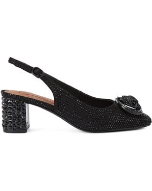 Kurt Geiger Embellished Chelsea Block Slingback Court Shoes - Black