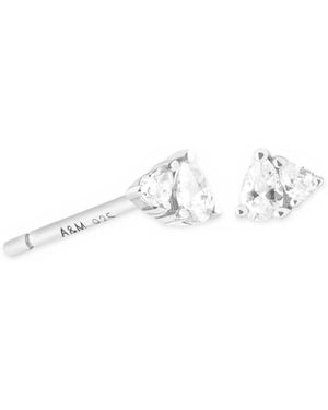 Astrid & Miyu Rhodium-Plated Pear Cluster Stud Earrings - White