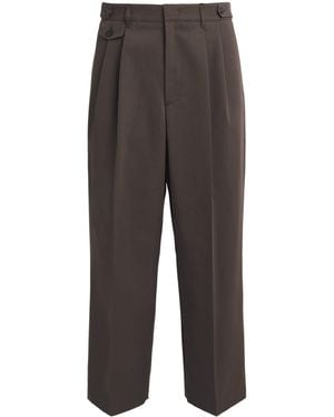 LE17SEPTEMBRE Cotton-Blend Pleated Straight Trousers - Grey