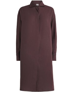 Eleventy Linen Longline Shirt - Purple