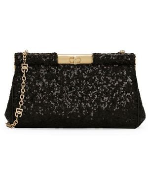 Dolce & Gabbana Medium Sequin-Detail Marlene Shoulder Bag - Black