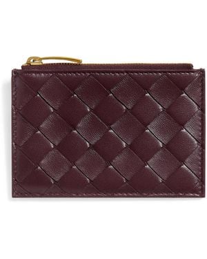 Bottega Veneta Leather Zipped Card Case - Purple