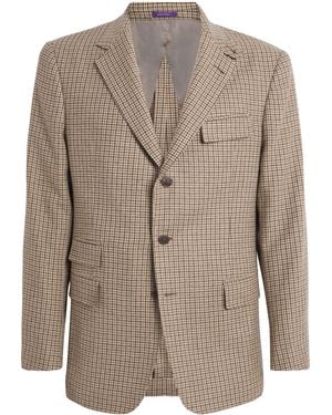 Ralph Lauren Wool-Cashmere Houndstooth Blazer - Brown