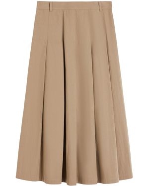 Weekend by Maxmara Gabardine Pleated Maxi Skirt - Natural