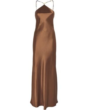 STAUD Satin Cadence Maxi Dress - Brown