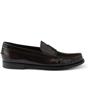 Prada Brushed Leather Loafers - Black