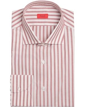 Isaia Cotton Stripe Dress Shirt - Pink