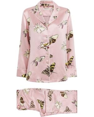Olivia Von Halle Silk Moths Lila Pyjama Set - Pink