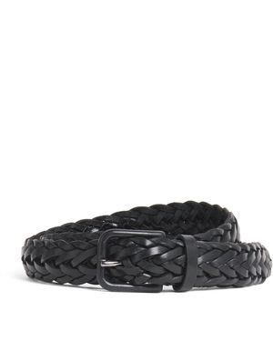 Giorgio Armani Leather Woven Belt - Black