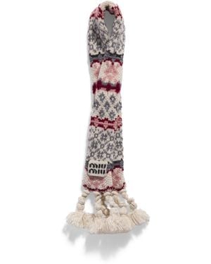 Miu Miu Wool-Cashmere Knitted Bag Charm - White
