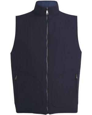 FIORONI CASHMERE Down Linen Reversible Gilet - Blue