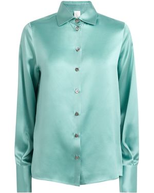Eleventy Silk Long-Sleeve Shirt - Green