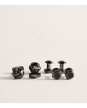 Tateossian Gunmetal-Plated And Carbon Fiber Knot Cufflink Set - Black