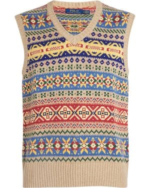 Polo Ralph Lauren Cotton-Linen Fair Isle Jumper Vest - Brown