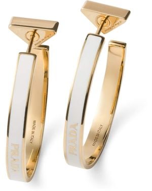 Prada Enamel Logo Hoop Earrings - Metallic