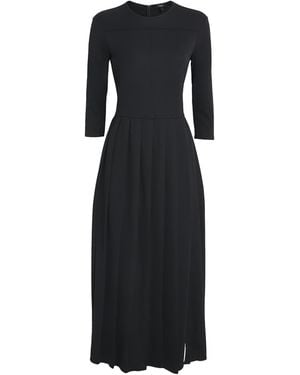 Theory Woven Pleated Midi Dress - Black