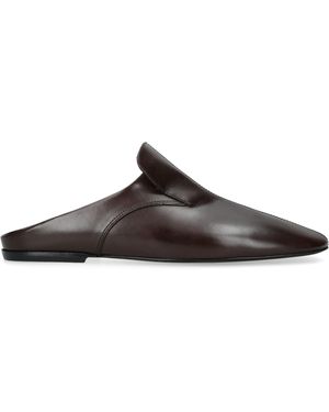 Dries Van Noten Leather Square-Toe Mules - Brown