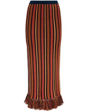 Escvdo Fringe Misti Maxi Skirt - Brown