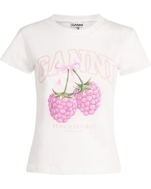 Ganni Organic Cotton Raspberry T-Shirt - Pink