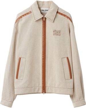 Miu Miu Jacquard Canvas Jacket - Natural