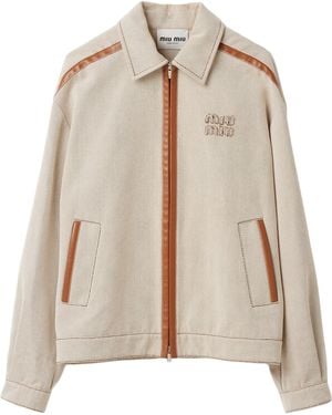 Miu Miu Jacquard Canvas Jacket - Natural