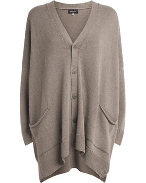 Eskandar Linen-Organic Cotton V-Neck Cardigan - Brown
