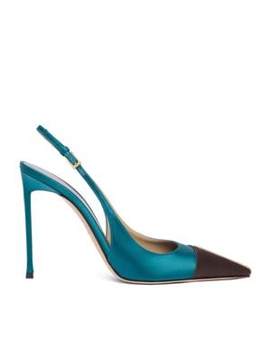 Tom Ford Satin T Slingback Pumps - Blue