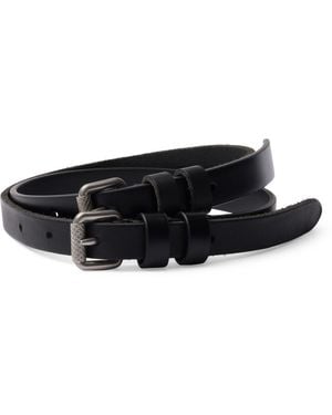 Prada Leather Double-Buckle Belt - Black